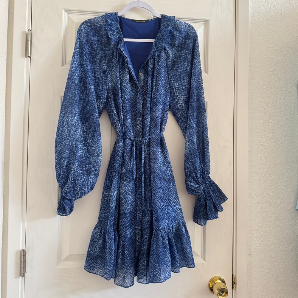 New Kobi Halperin Blue Snake Python Print Long Sl… - image 1